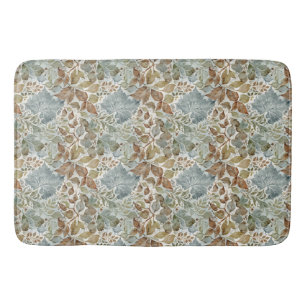 Tapis De Bain Feuilles botaniques bleues et Brown