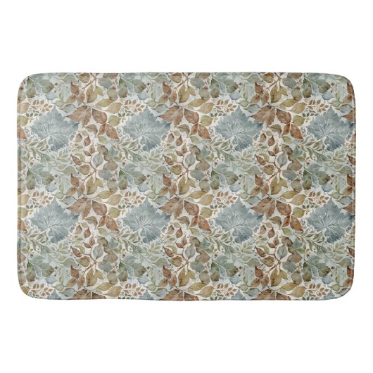 Tapis De Bain Feuilles botaniques bleues et Brown (Devant)