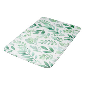 Tapis De Bain Feuilles colorés Pastel Eucalyptus Aquarelle