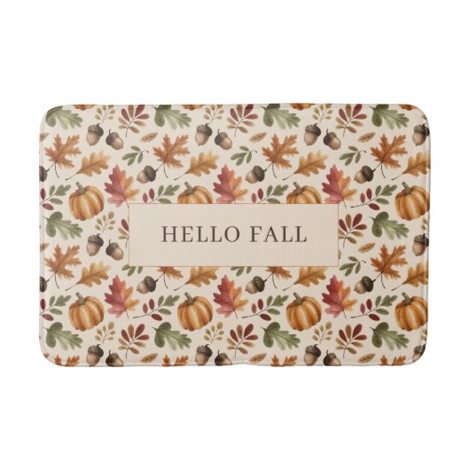 Tapis De Bain Feuilles d'aquarelle orange d'automne (Devant)