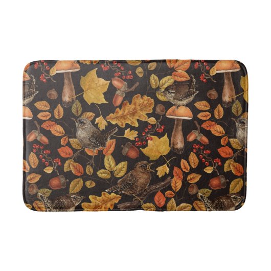 Tapis De Bain Feuilles d'automne, baies, champignons et fleurs (Devant)