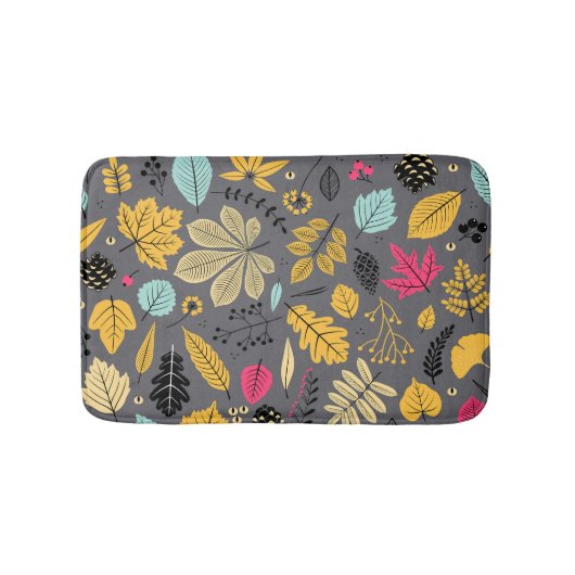 Tapis De Bain Feuilles d'automne : Motif foncé sans couture (Devant)