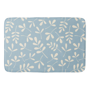 Tapis De Bain Feuilles de crème agrée sur Motif bleu