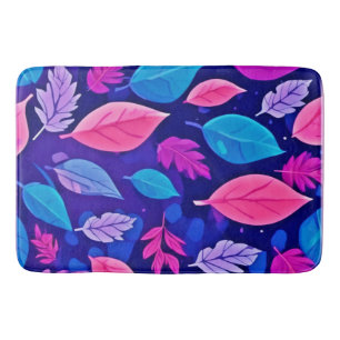 Tapis De Bain Feuilles de dessin animé Whimsical : violet et ros