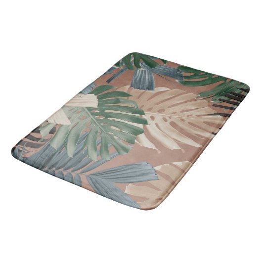 Tapis De Bain Feuilles de jungle tropicales Monstera 2 (Angle)
