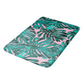 Tapis De Bain Feuilles de la jungle tropicale Turquoise rose (Angle)