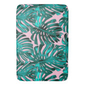 Tapis De Bain Feuilles de la jungle tropicale Turquoise rose (devant Vertical)