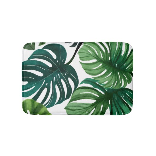 Tapis De Bain Feuilles de Monstera | Vert Moderne Botanique (Devant)