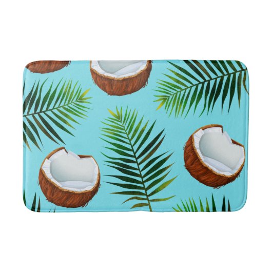 Tapis De Bain Feuilles de noix de coco et palmiers tropicaux (Devant)