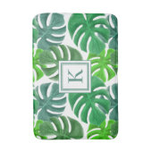 Tapis De Bain Feuilles de palmier à monogramme moderne (Devant (Vertical))