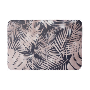 Tapis De Bain Feuilles de palmier tropical rose gold foncé