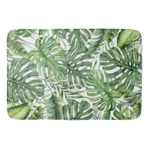 Tapis De Bain Feuilles de palmier tropicales vertes Brise d'été