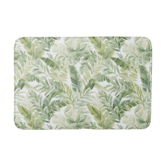 Tapis De Bain Feuilles de palmier vert tropical (Devant)