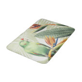 Tapis De Bain Feuilles De Palmiers Avec Oiseau Vert (Angle)