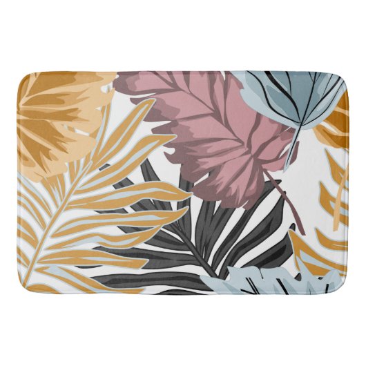 Tapis De Bain Feuilles de palmiers, tropical, botanique, jungle, (Devant)