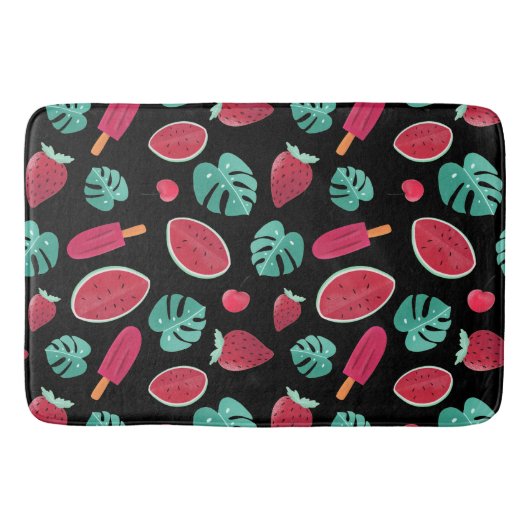 Tapis De Bain Feuilles de pavot, cerise, fraise et pastèque (Devant)