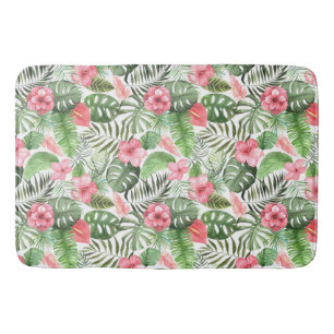 Tapis De Bain Feuilles et fleurs tropicaux