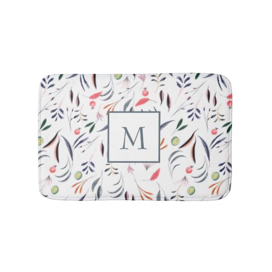 Tapis De Bain Feuilles Et Plumes Colorés (Devant)