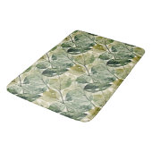 Tapis De Bain Feuilles filmes en Sage et Turquoise (Angle)