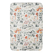 Tapis De Bain Feuilles Fleurs Bourgeons Baies Motif (devant Vertical)