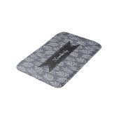 Tapis De Bain Feuilles Gris Ardoise Motif Élégant Avec Nom Luxe (Angle)
