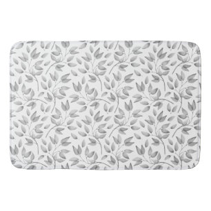 Tapis De Bain Feuilles gris pâle et blanc / Botaniques