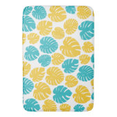 Tapis De Bain Feuilles Monstera en Turquoise, Jaune et Blanc (devant Vertical)