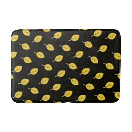Tapis De Bain Feuilles noires et jaune doré (Devant)