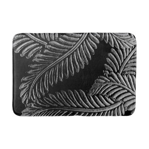 Tapis De Bain Feuilles noirs et blancs