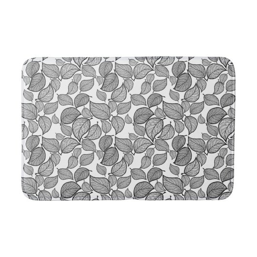 Tapis De Bain Feuilles noirs sur chaume blanche (Devant)