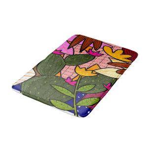 Tapis De Bain feuilles tropicaux Abstraits et fleurs