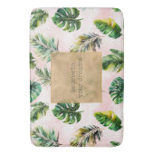 Tapis De Bain Feuilles tropicaux du sable rose (devant Vertical)