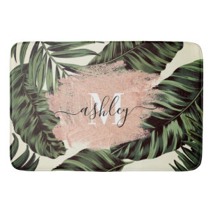 Tapis De Bain Feuilles tropicaux et Parties scintillant