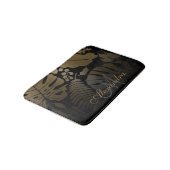Tapis De Bain Feuilles tropicaux Noir et Or (Angle)