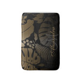 Tapis De Bain Feuilles tropicaux Noir et Or (Devant (Vertical))