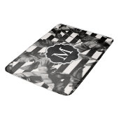 Tapis De Bain Feuilles tropicaux noirs et blancs (Angle)