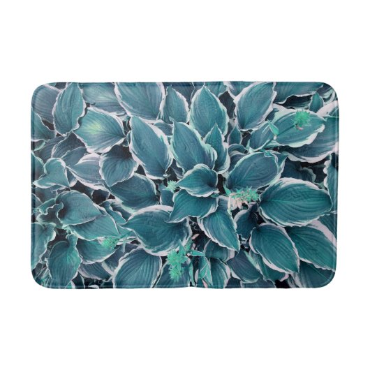 Tapis De Bain Feuilles turquoises et blancs (Devant)