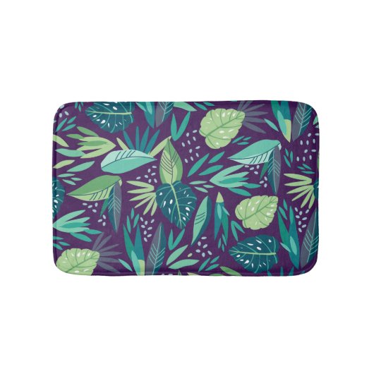 Tapis De Bain Feuilles vertes botaniques modernes Motif sans cou (Devant)