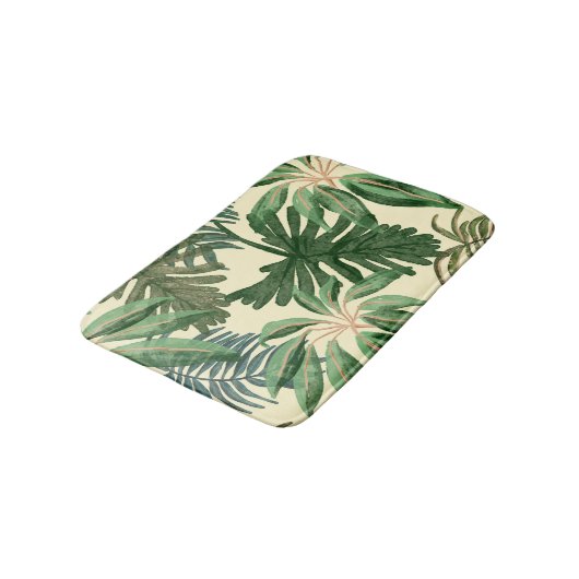 Tapis De Bain Feuilles verts (Angle)