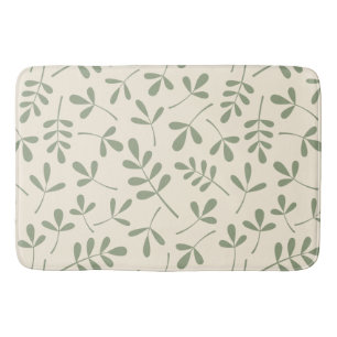 Tapis De Bain Feuilles verts agrafés sur Motif de crème