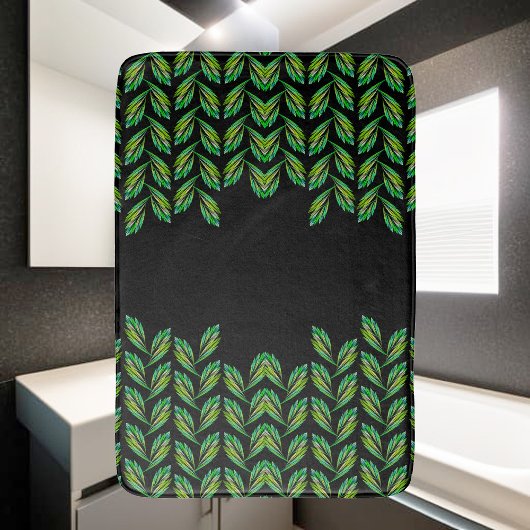 Tapis De Bain Feuilles verts néon - art fractal,
