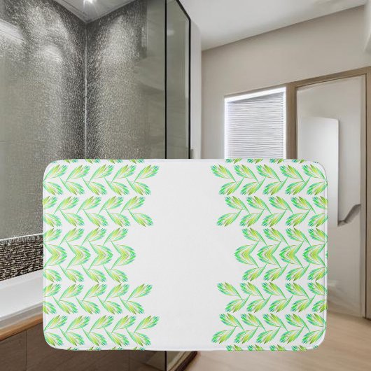 Tapis De Bain Feuilles verts néon - art fractal,