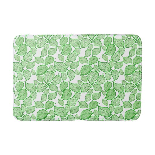 Tapis De Bain Feuilles verts sur le chaudron blanc (Devant)