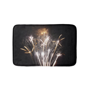 Tapis De Bain Feux d'artifice blancs et or II Célébration patrio