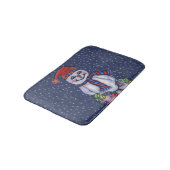 Tapis De Bain Feux de Noël Souriant Snowman Snowflakes (Angle)