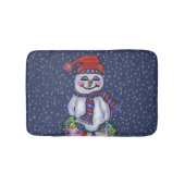 Tapis De Bain Feux de Noël Souriant Snowman Snowflakes (Devant)
