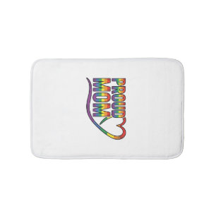 Tapis De Bain Fière Maman Cœur Arc-en-ciel Gravure Vintage Desig