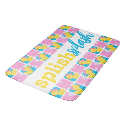Tapis De Bain Fille Aquarelle en caoutchouc Canard Splish Splash (Angle)