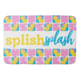 Tapis De Bain Fille Aquarelle en caoutchouc Canard Splish Splash