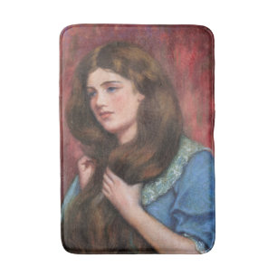Tapis De Bain Fille aux beaux longs cheveux bruns